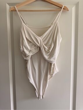a new day Cream Twist Front Tank Bodysuit